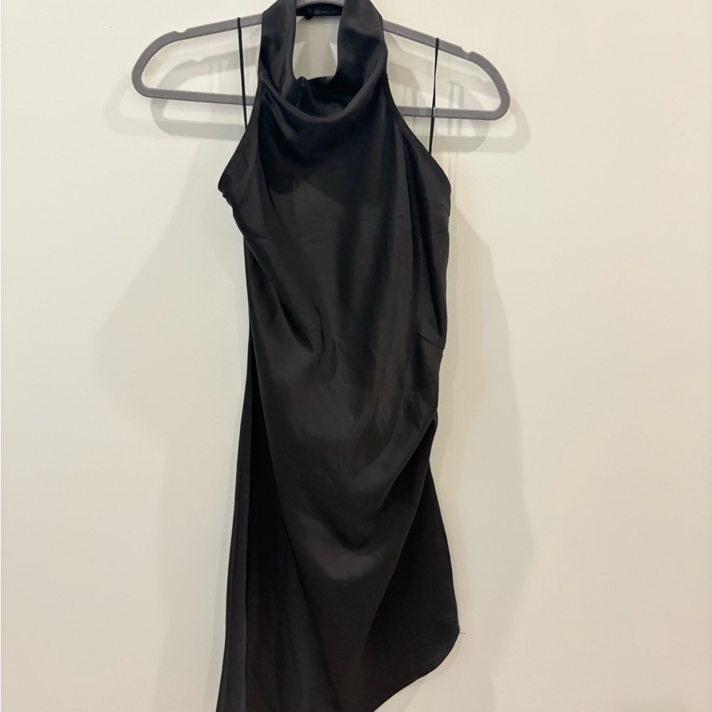Hello Molly Black Asymmetrical Halter Dress